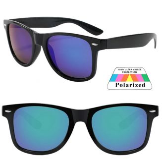 Fako Sunglasses® - Zonnebril Classic Polarised - Polariserend - Gepolariseerd - Heren Zonnebril - Dames Zonnebril - Zwart - Blauw/Groen Spiegel