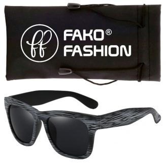 Fako Fashion® - Zonnebril - Houtlook XXL - Zwart/Wit