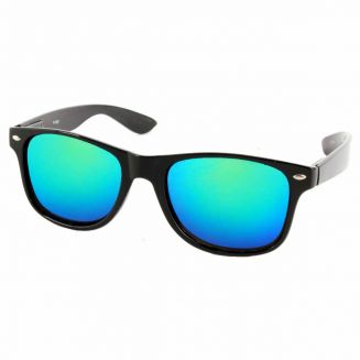 Zonnebril - Zwart - Spiegel Groen/Blauw