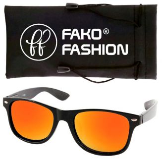 Fako Fashion® - Zonnebril - Zwart - Spiegel Goud/Rood