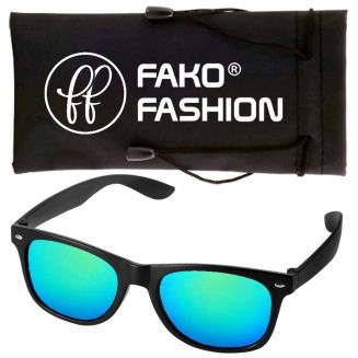 Fako Fashion® - Heren Zonnebril - Dames Zonnebril - UV400 - Mat Zwart - Spiegel Blauw/Groen