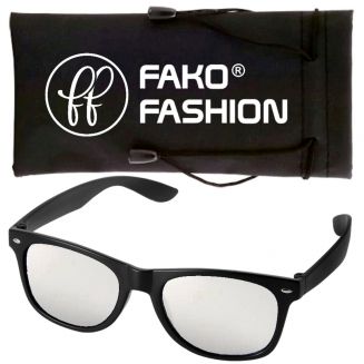 Fako Fashion® - Zonnebril - Mat Zwart - Spiegel Zilver