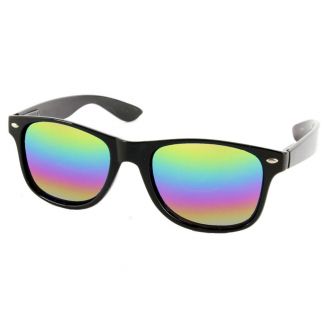 Fako Sunglasses® - Heren Zonnebril - Dames Zonnebril - UV400 - Zwart - Spiegel Regenboog