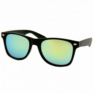 Fako Sunglasses® - Heren Zonnebril - Dames Zonnebril - UV400 - Mat Zwart - Spiegel Groen/Geel