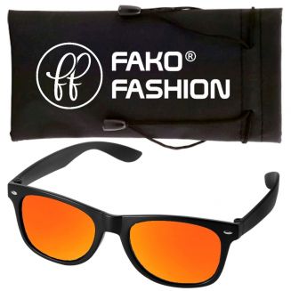 Fako Fashion® - Heren Zonnebril - Dames Zonnebril - UV400 - Mat Zwart - Spiegel Goud/Rood