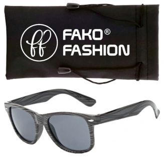 Fako Fashion® - Zonnebril - Houtlook - Grijs/Grijs
