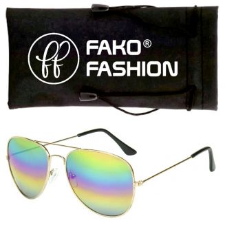 Fako Fashion® - Pilotenbril - Piloot Zonnebril - Heren Zonnebril - Dames Zonnebril - Goud - Regenboog