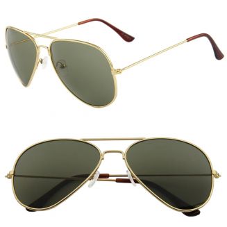 Fako Sunglasses® - Pilotenbril - Piloot Zonnebril - Heren Zonnebril - Dames Zonnebril - Goud - Donkergroen