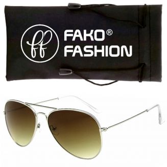 Fako Fashion® - Pilotenbril - Piloot Zonnebril - Heren Zonnebril - Dames Zonnebril - Zilver - Lichtbruin