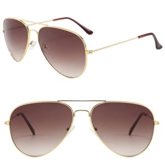Fako Sunglasses® - Pilotenbril - Piloot Zonnebril - Heren Zonnebril - Dames Zonnebril - Goud - Lichtbruin