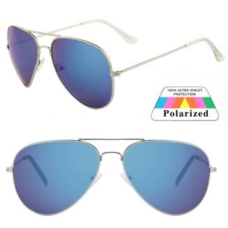 Fako Fashion® - Pilotenbril - Polariserend - Polarized - Piloot Zonnebril - Heren Zonnebril - Dames Zonnebril - Zilver - Blauw