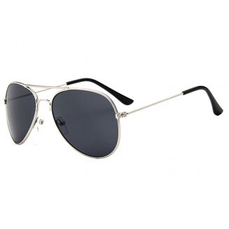 Fako Fashion® - Kinder Pilotenbril - Piloot Zonnebril - Jongens Zonnebril - Meisjes Zonnebril - Zilver - Zwart