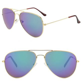 Fako Fashion® - Kinder Pilotenbril - Piloot Zonnebril - Jongens Zonnebril - Meisjes Zonnebril - Zilver - Blauw/Groen