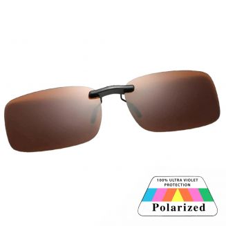 Fako Sunglasses® - Clip On Voorzet Zonnebril - Overzet Clip-on - Polariserend - Polarized - Small - 135x37mm - Bruin