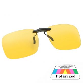 Fako Sunglasses® - Clip On Voorzet Zonnebril - Overzet Clip-on - Polariserend - Polarized - Medium - 135x40mm - Night Vision - Geel