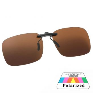 Fako Sunglasses® - Clip On Voorzet Zonnebril - Overzet Clip-on - Polariserend - Polarized - Medium - 135x40mm - Bruin