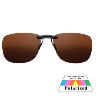 Fako Sunglasses® - Clip On Voorzet Zonnebril - Overzet Clip-on - Polariserend - Polarized - Large - 130x43mm - Bruin