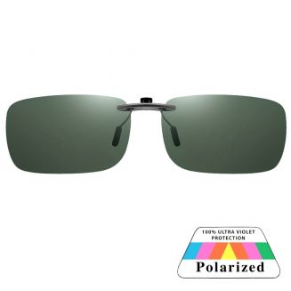 Fako Sunglasses® - Clip On Voorzet Zonnebril Metal - Overzet Clip-on - Polariserend - Polarized - Small - 135x37mm - Groen
