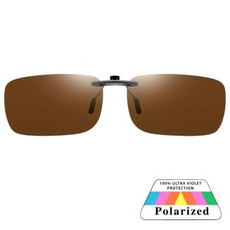 Fako Sunglasses® - Clip On Voorzet Zonnebril Metal - Overzet Clip-on - Polariserend - Polarized - Small - 135x37mm - Bruin