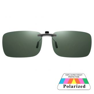Fako Sunglasses® - Clip On Voorzet Zonnebril Metal - Overzet Clip-on - Polariserend - Polarized - Medium - 135x40mm - Groen