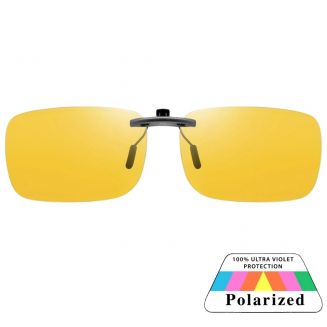 Fako Sunglasses® - Clip On Voorzet Zonnebril Metal - Overzet Clip-on - Polariserend - Polarized - Medium - 135x40mm - Night Vision - Geel