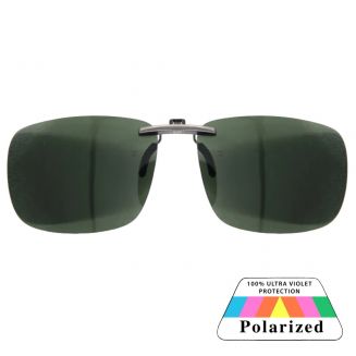 Fako Sunglasses® - Clip On Voorzet Zonnebril Metal - Overzet Clip-on - Polariserend - Polarized - Large - 130x43mm - Groen
