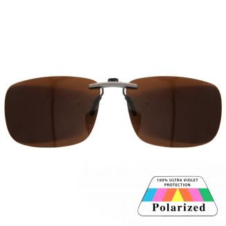 Fako Sunglasses® - Clip On Voorzet Zonnebril Metal - Overzet Clip-on - Polariserend - Polarized - Large - 130x43mm - Bruin