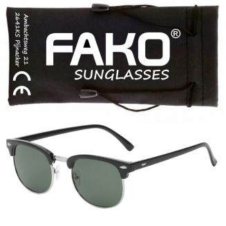 Fako Sunglasses® - Club Style Zonnebril - Polariserend - Dames - Heren - Zwart/Zilver - Donkergroen