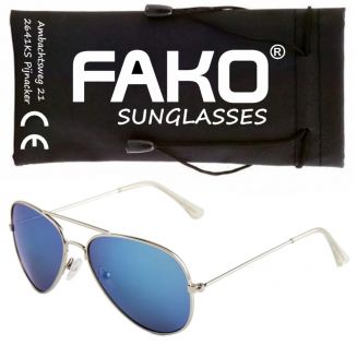 Fako Sunglasses® - Kinder Pilotenbril HQ - Piloot Zonnebril - Zilver - Spiegel Blauw