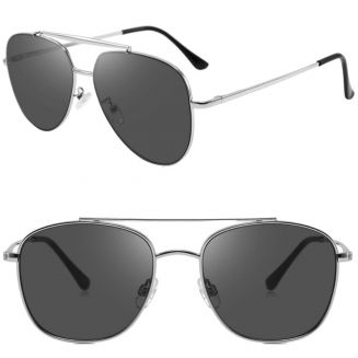 Fako Sunglasses® - Pilotenbril Metal - Piloot Zonnebril - Heren Zonnebril - Dames Zonnebril - Model Marc - Zilver - Zwart