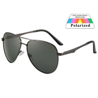 Fako Sunglasses® - Pilotenbril - Piloot Zonnebril - Polariserend - Polarized Zonnebril - Heren Zonnebril - Dames Zonnebril - Model Jamy - Antraciet - Donkergroen