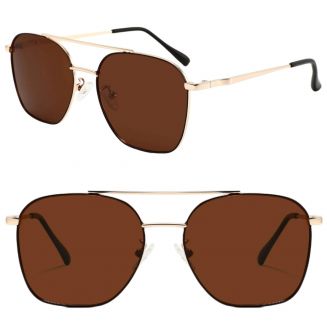 Fako Sunglasses® - Zonnebril Vierkant - Polariserend - Polarized Zonnebril - Heren Zonnebril - Dames Zonnebril - Model Tom - Goud - Bruin