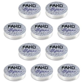 Fako Bijoux® - 10 Rollen Elastisch Nylon Draad - Sieraden Maken - 0.4mm - 10x24 Meter - Transparant - 10 Stuks