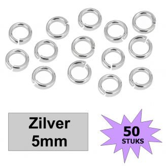 Fako Bijoux® - Oogjes - Ringetjes - Sieraden Maken - Zilverkleurig - 5mm - 50 Stuks