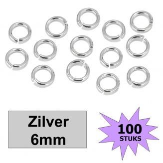 Fako Bijoux® - Oogjes - Ringetjes - Sieraden Maken - Zilverkleurig - 6mm - 100 Stuks