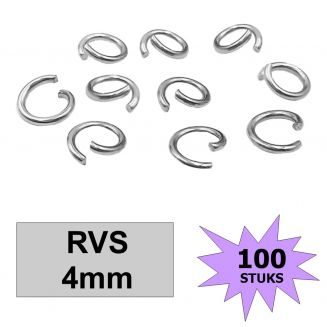 Fako Bijoux® - Jump Ring - Oogjes - Ringetjes - Sieraden Maken - RVS - 4mm - 100 Stuks