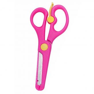 Fako Bijoux® - Kinderschaar - Easy Open - Stainless Steel - Plastic Punt - 13.5cm - Roze