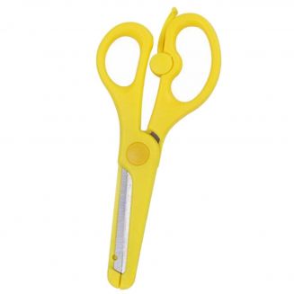 Fako Bijoux® - Kinderschaar - Easy Open - Stainless Steel - Plastic Punt - 13.5cm - Geel