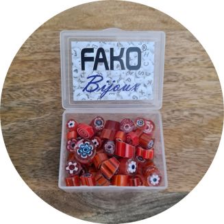 Fako Bijoux® - Millefiori Glas - Sieraden Maken - 7-12mm - 50 Gram - Rood