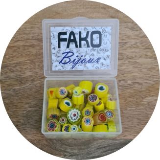 Fako Bijoux® - Millefiori Glas - Sieraden Maken - 7-12mm - 50 Gram - Geel