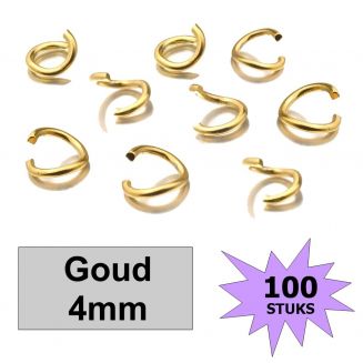 Fako Bijoux® - Jump Ring - Oogjes - Ringetjes - Sieraden Maken - 4mm - 100 Stuks - Goudkleurig