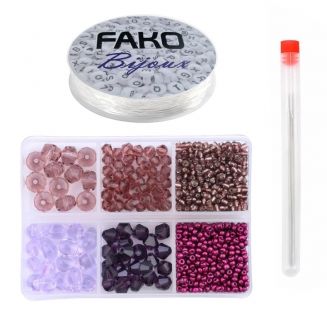 Fako Bijoux® - DIY Kralen Set - Glas Kralen Set - Sieraden Maken - 698 Stuks - Paars