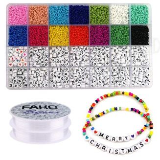 Fako Bijoux® - DIY Kralen Set Basic - Letterkralen & Glas Zaad Kralen -  Sieraden Maken - 3mm - 5000 Stuks