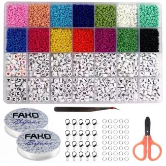 Fako Bijoux® - DIY Kralen Set DLX - Letterkralen & Glas Zaad Kralen -  Sieraden Maken - 3mm - 5000 Stuks