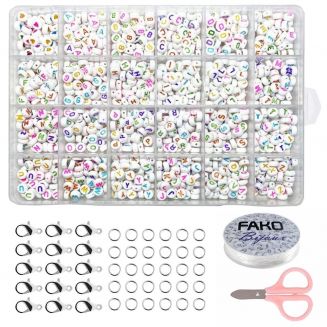 Fako Bijoux® - Letterkralen Set - Letter Beads - Alfabet Kralen - Sieraden Maken - 1000 Stuks - Regenboog
