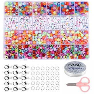 Fako Bijoux® - Letterkralen Set - Letter Beads - Alfabet Kralen - Sieraden Maken - 1000 Stuks - Letters & Hartjes