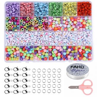 Fako Bijoux® - Letterkralen Set - Letter Beads - Alfabet Kralen - Sieraden Maken - 1000 Stuks - Emoji & Hartjes Mix
