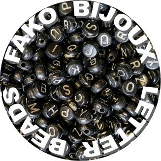 Fako Bijoux® - Letterkralen - Letter Beads - Alfabet Kralen - Sieraden Maken - 500 Stuks - Zwart/Zilver