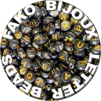Fako Bijoux® - Letterkralen - Letter Beads - Alfabet Kralen - Sieraden Maken - 500 Stuks - Zwart/Goud