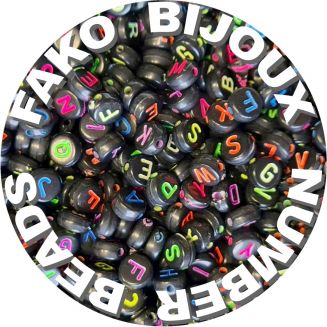 Fako Bijoux® - Letterkralen - Letter Beads - Alfabet Kralen - Sieraden Maken - 500 Stuks - Zwart/Fluor